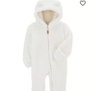 Baby Hooded Faux-Sherpa Footed Pram Coverall 6 months Unisex ivory